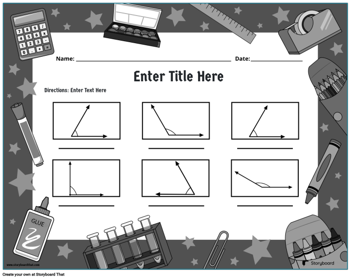 Let's See Those Angles Fun Practice Sheet for Young Learners Number 5 First Grade worksheet page showing colorful shapes for counting and sorting angles