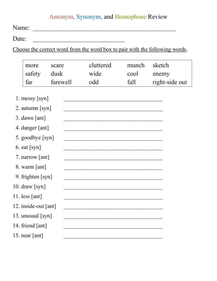 First Grade worksheet matching words with their opposites to enhance vocabulary