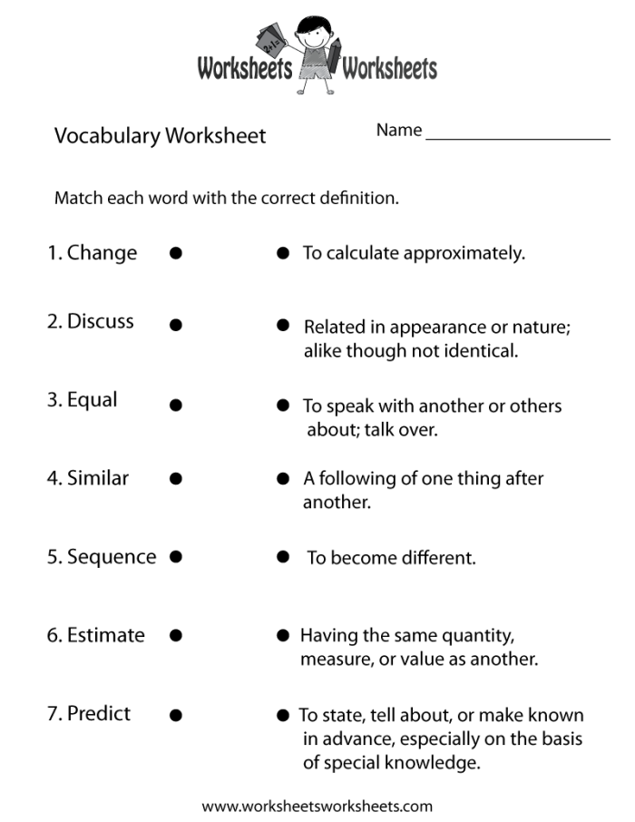 First Grade Vocabulary Builder worksheet focusing on matching antonyms to enhance language skills