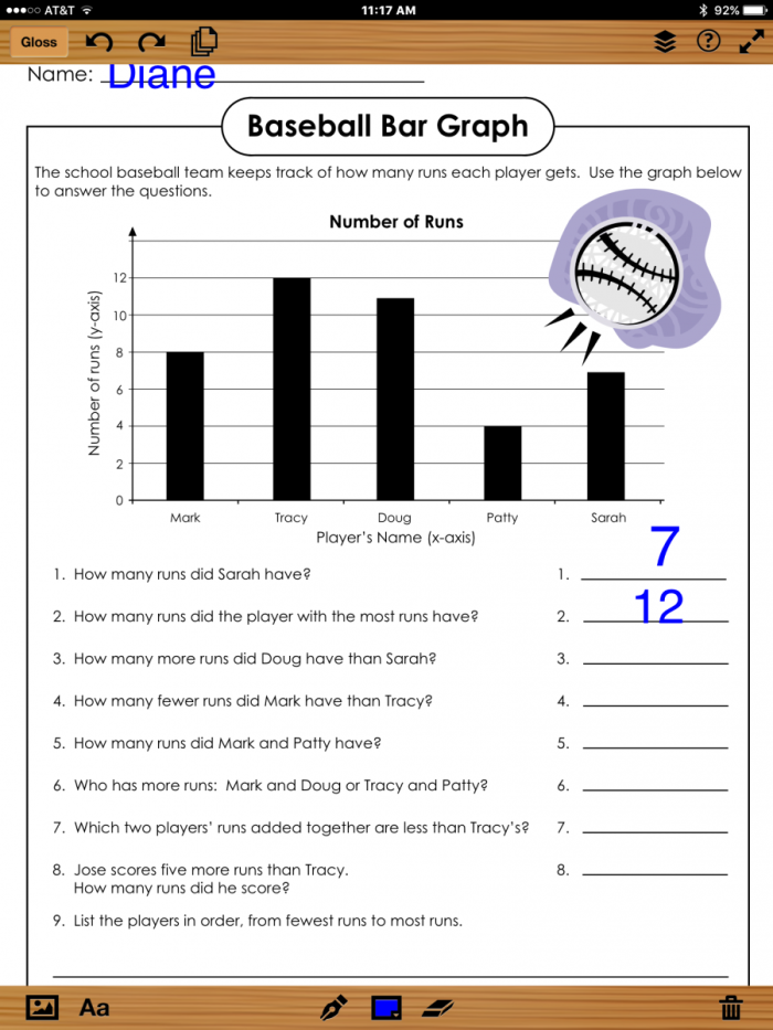 First Grade Social Studies worksheet showing a simple bar graph of favorite cakes