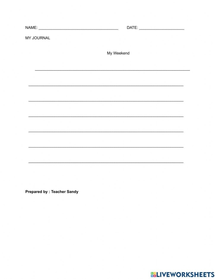 First Grade Writing Journal Worksheet for Kids Blank writing journal worksheet for first graders to encourage self-expression