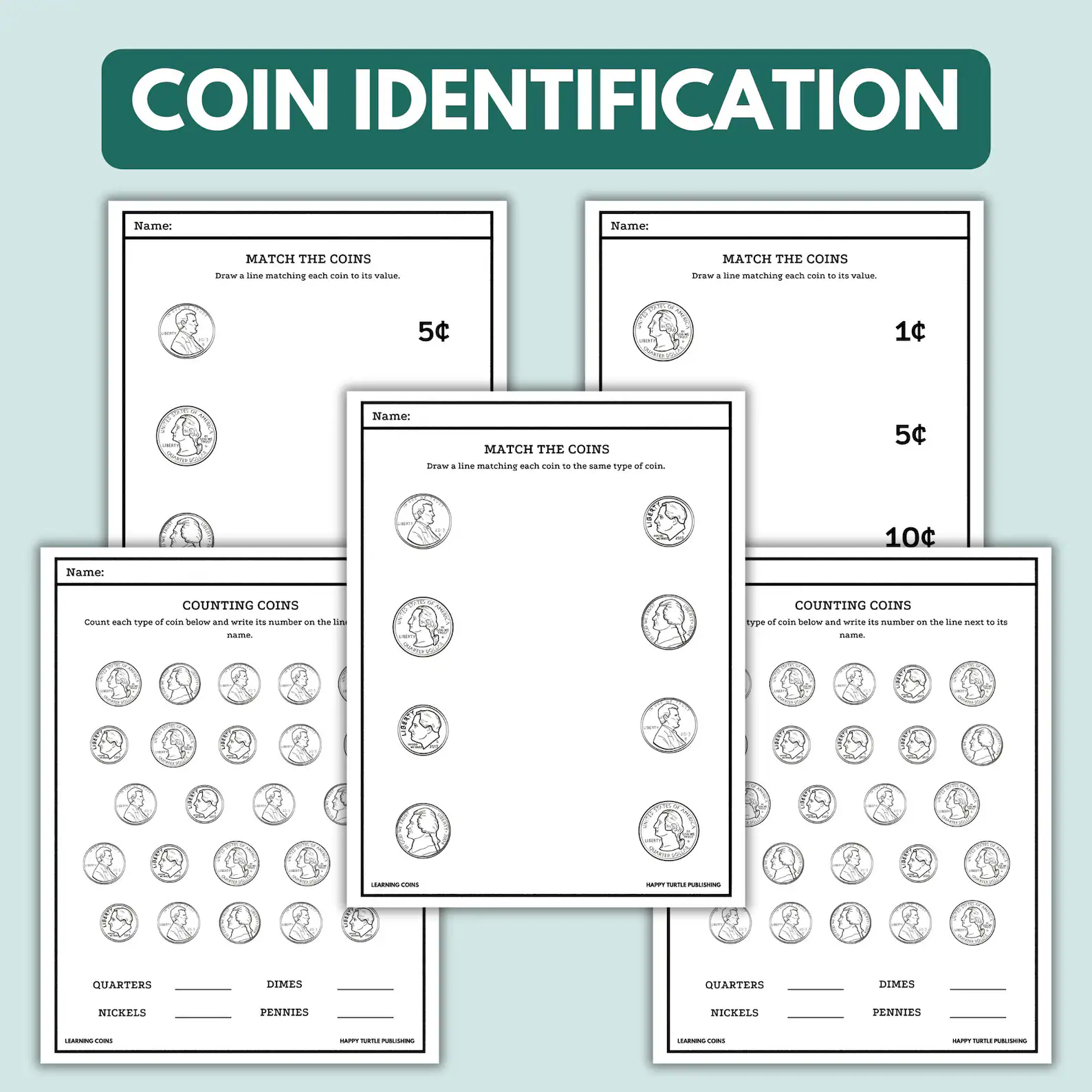 Learning to Count Coins Worksheet for First Graders Image of a first-grade worksheet focused on counting coins for young learners