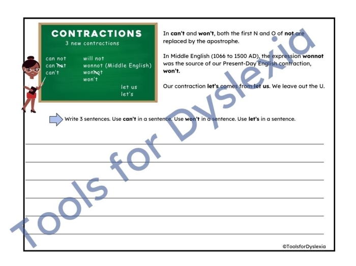 Assessment worksheet for first grade reading contractions skills evaluation 20 First graders practicing reading contractions on a worksheet for assessment