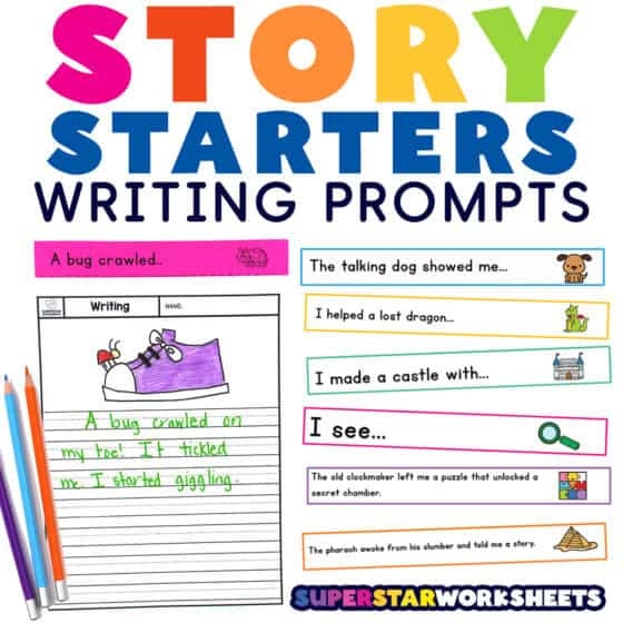 Story Starters: What's Going On? - Engaging multiplication writing activity for kids Fun worksheet featuring story starters to spark creativity in first graders