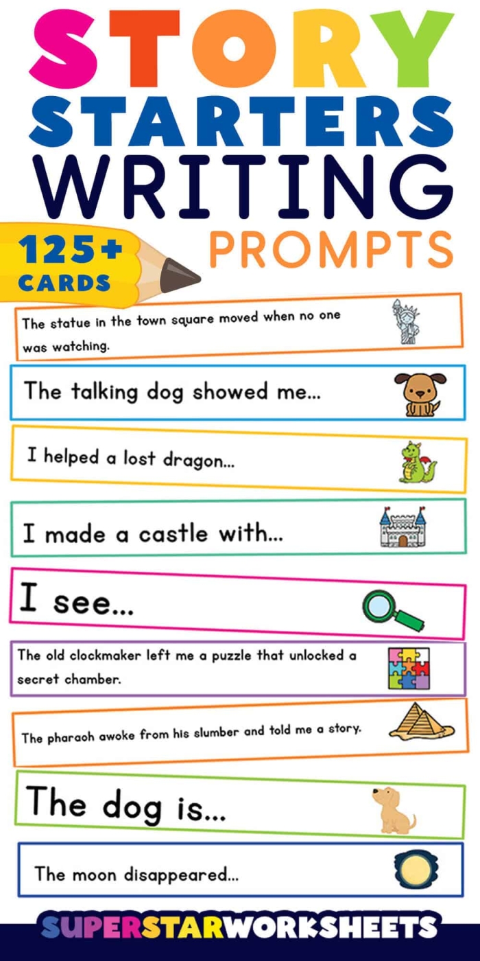 Engaging Story Starters: What's Going On? worksheet for multiplication practice Worksheet featuring fun story starters to spark creativity in first graders