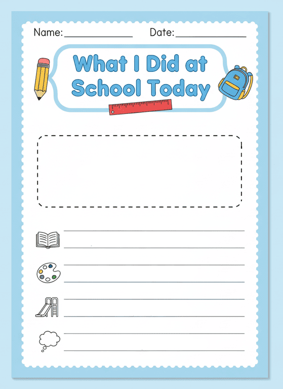 First grade writing journal page encouraging self-expression and creativity Blank writing journal worksheet for first graders to express their creativity