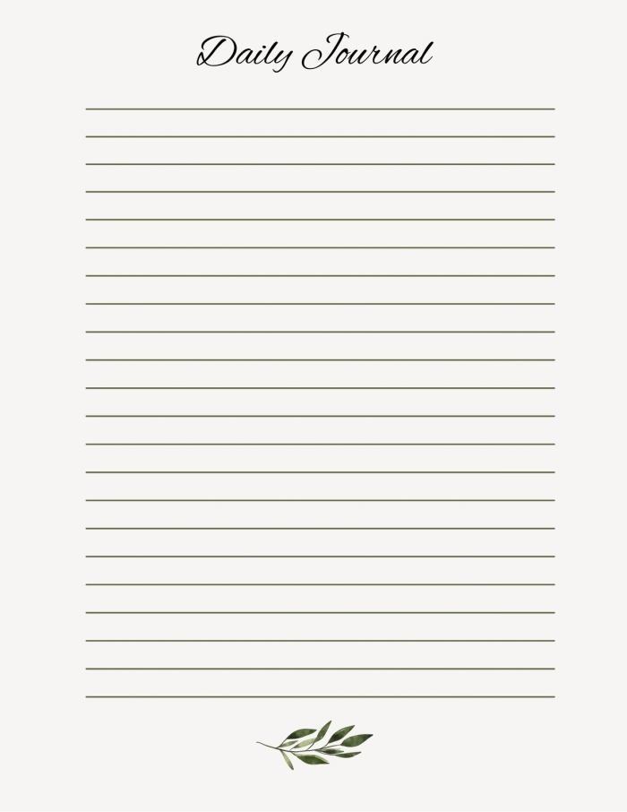 First grade writing journal page designed to encourage self-expression through writing. Blank writing journal worksheet for first graders to enhance their creativity.