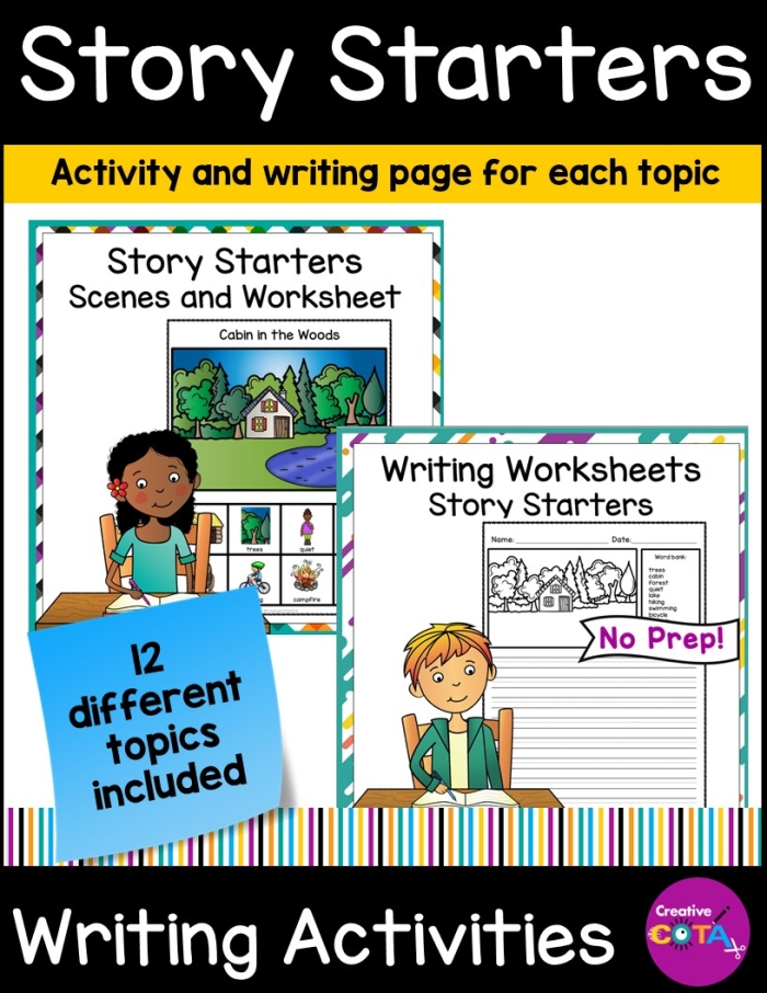 Story Starters: What's Going On? worksheet for fun and engaging multiplication practice Worksheet for first graders featuring story starters to encourage creative writing