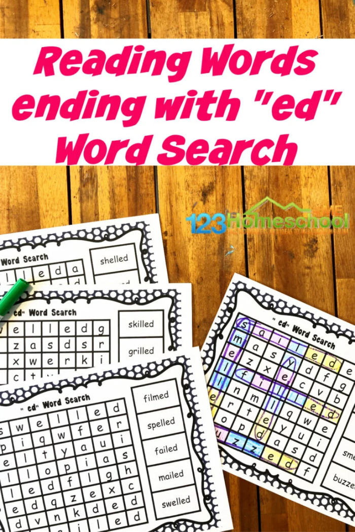 Engaging reading and handwriting practice for young learners Worksheet for practicing words that end with "-ed" for first graders