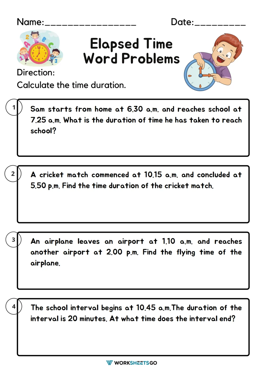 First grader practicing elapsed time with an hour later subtraction worksheet
