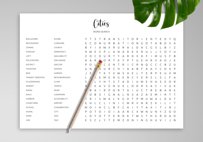 First Grade subtraction worksheet featuring a Cities Word Search to challenge geography skills