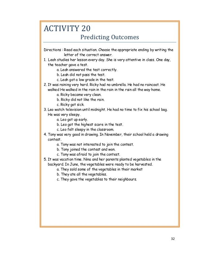 How Does it End? worksheet for first graders Worksheet for predicting story endings in a first-grade geometry context
