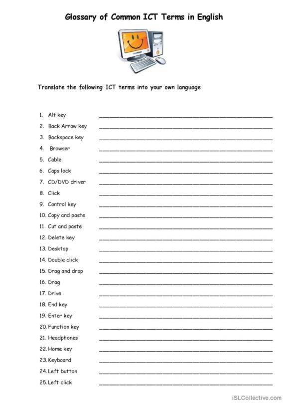 Educational tool for first-grade students to practice using a glossary effectively Glossary worksheet designed for first graders to enhance their information locating skills