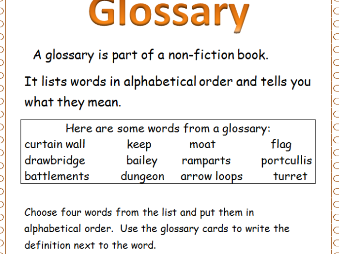 Interactive glossary practice sheet for young learners in data and graphing Glossary worksheet for first graders to enhance information retrieval skills