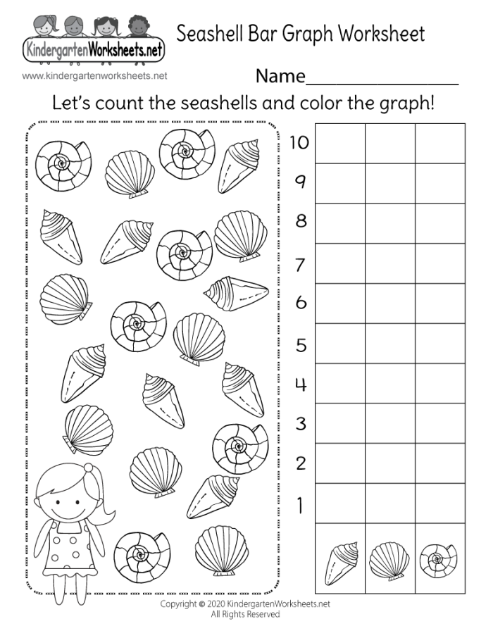 First Grade worksheet showing picture and bar graphs with questions to practice graphing skills