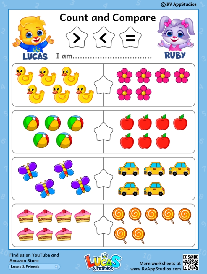Number comparison practice for first graders with worksheet number 9 First Grade number comparison worksheet focusing on greater than and less than signs