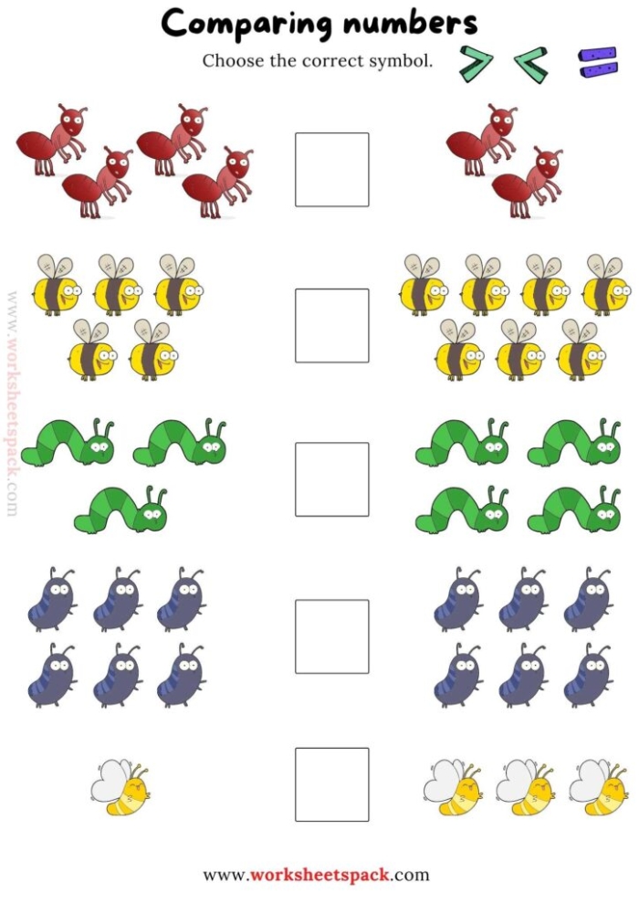 Practice comparing numbers with this engaging worksheet for young learners First Grade number comparison worksheet focusing on greater than and less than signs