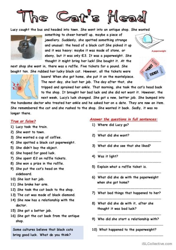 First Grade reading worksheet focused on identifying and writing headings