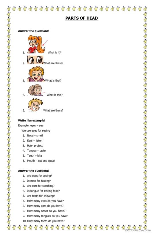 First Grade student completing a worksheet on identifying and writing headings