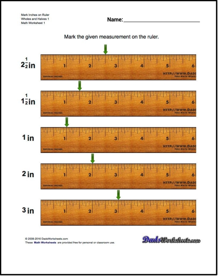 First Grade student practicing measuring objects in inches with a worksheet