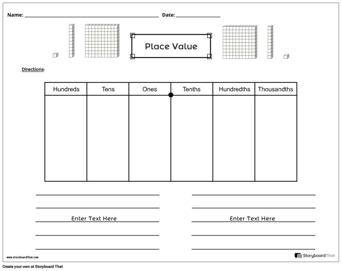 First grade math activity to identify place values in two-digit numbers Lacy's Place Value worksheet for first graders focusing on tens and ones columns