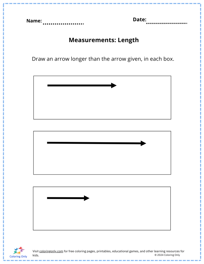 First Grade Measure the Length worksheet showing household objects for measurement practice