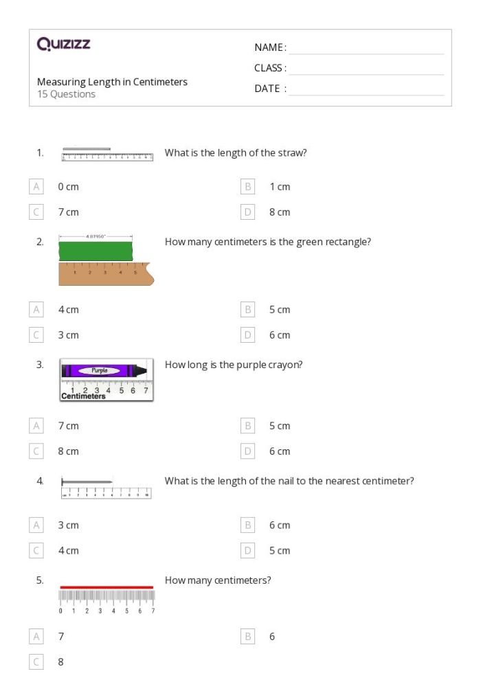 Colorful first grade worksheet for measuring length in centimeters in a Civics and Government lesson First grade student practicing length measurement in centimeters on a bright worksheet