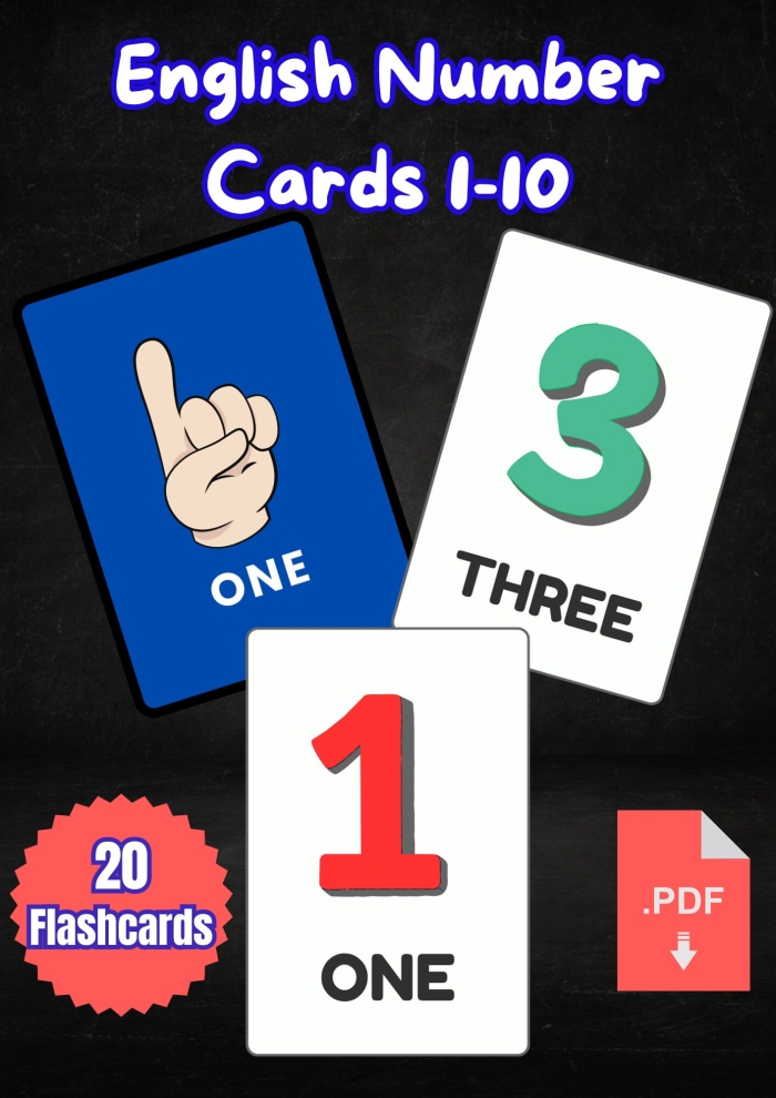Worksheet for practicing number recognition and basic addition skills Colorful number cards from 1 to 10 for first-grade math practice