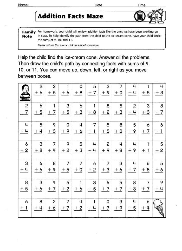Time and Money worksheet for First Grade Math Maze worksheet for first graders focused on time and money concepts. Engaging activity designed to make addition fun for young learners.