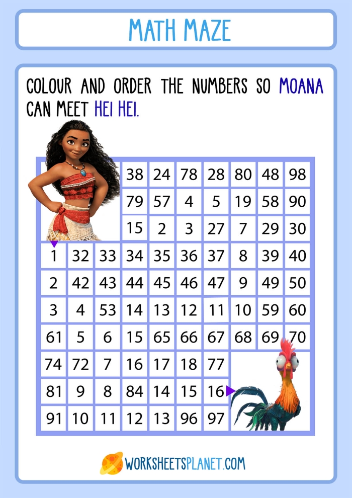 Time and Money worksheet for First Grade First grade students navigate a colorful Math Maze worksheet focused on time and money concepts. Engaging math activity for young learners to practice addition skills.