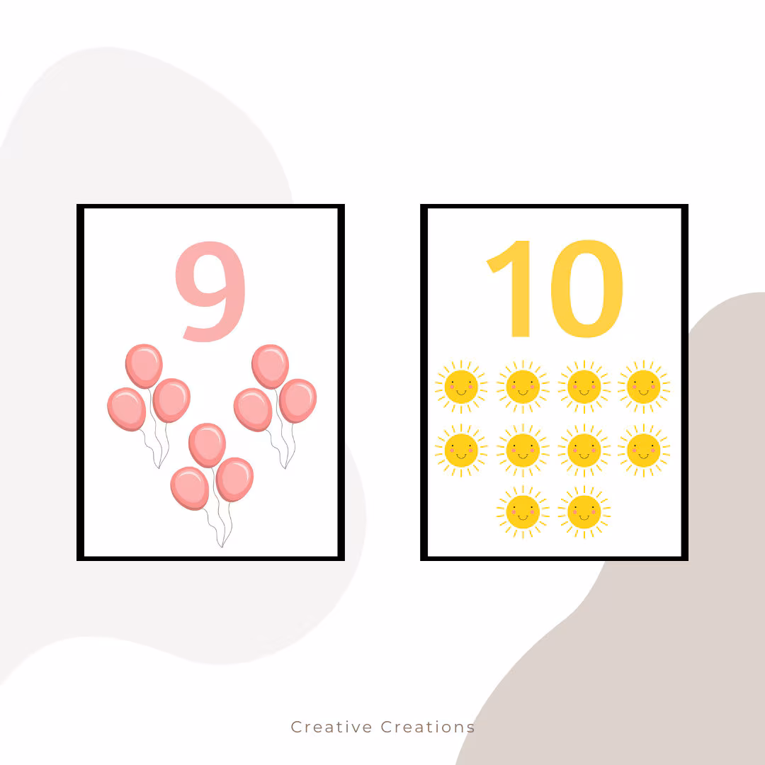 Engaging Number Cards Worksheet for Learning and Fun Colorful 1–10 number cards designed for first-grade math practice