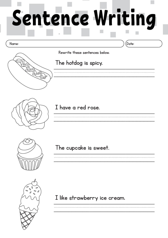 First grade students engaging with a music-themed sentence writing worksheet