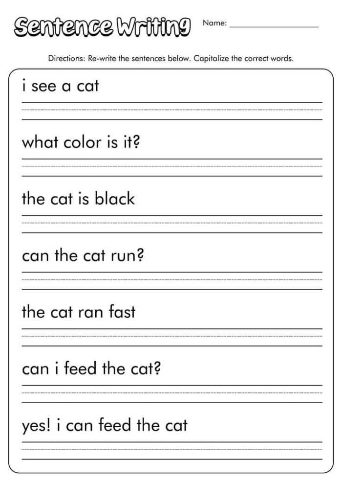 Worksheet for first graders focused on sentence writing about music preferences