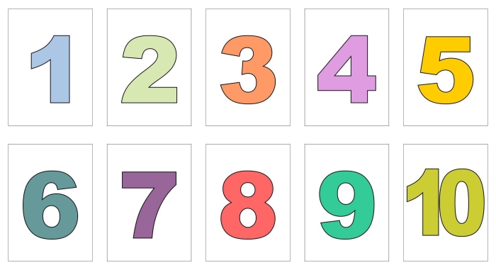 Engaging worksheet image featuring number cards for fun educational games Colorful 1–10 number cards designed for first graders to enhance number recognition skills