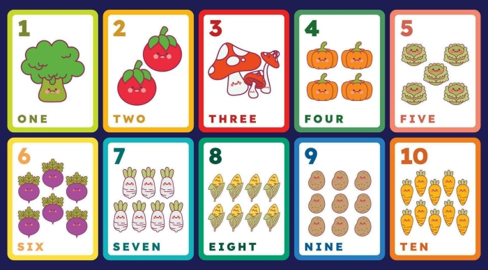 Fun printable number cards for practicing basic math facts and games like Addition Number Grab Colorful 1–10 Number Cards worksheet for first graders to enhance number recognition skills