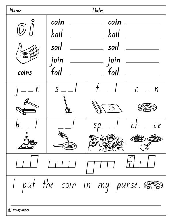 Fun and Easy Printable Oi Phoneme Worksheets for First Grade