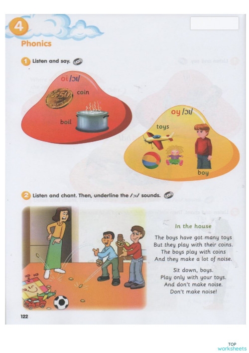 Engaging Oi phoneme activity for first graders to master vowel sounds First Grade worksheet practicing the Oi vowel phoneme with colorful illustrations
