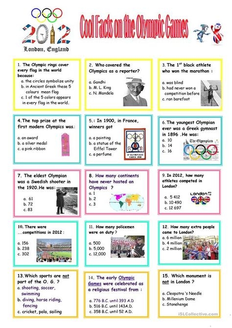 First Grade Olympic Timeline worksheet featuring key historical events with fractions