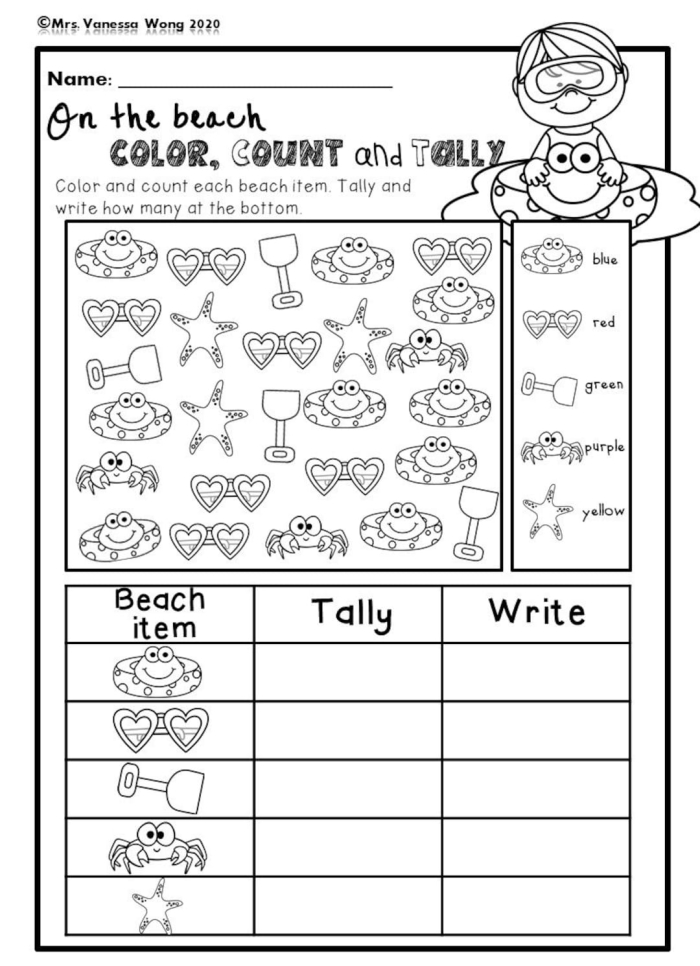 First Grade Pet Store Tally Worksheet with adorable animals for data practice