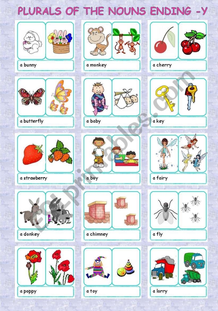 First Grade worksheet for sorting words with ending Y sounds into two columns