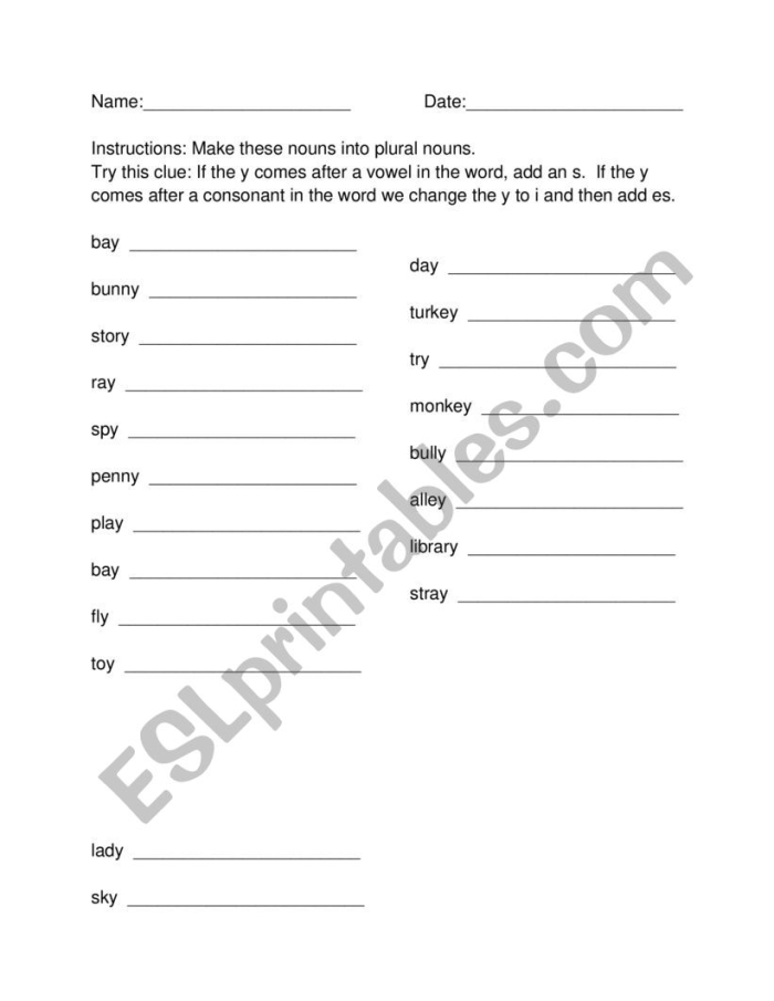 First Grade Ending Y Sort worksheet showing words with long E and long I sounds
