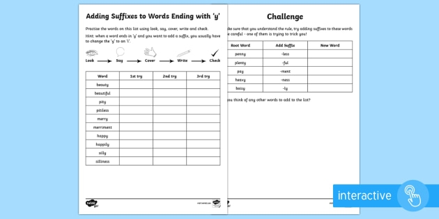 First Grade Ending Y Sort worksheet showing two columns for long E and long I sounds