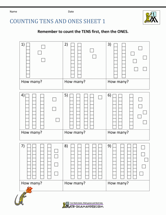 History worksheet for First Grade First grade worksheet focusing on reading place value for ones and tens. Engaging printable activity to enhance math skills in young learners.