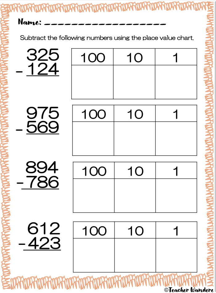 Worksheet for mastering place value by adding and subtracting 10 for first graders