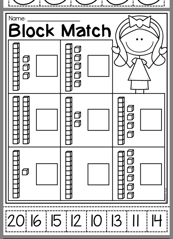 Reading Place Value: Ones and Tens Worksheet for First Grade Students Worksheet for teaching first graders about place value in ones and tens