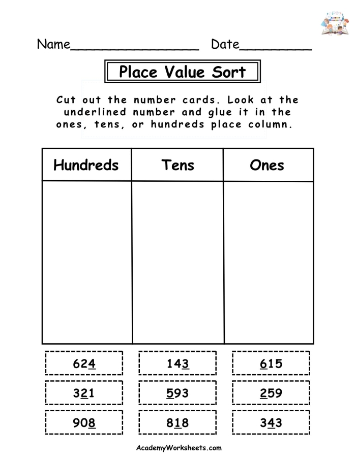 Worksheet for first graders on mastering place value by adding and subtracting 10