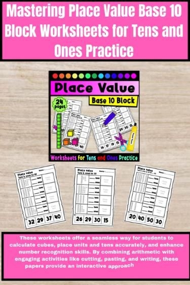 Worksheet for mastering place value by adding and subtracting 10 for first graders