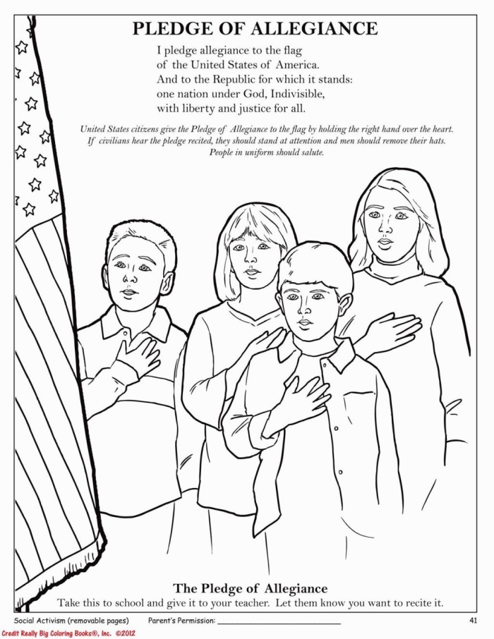Pledge of Allegiance Coloring Worksheet for Beginning Readers First grade students coloring and learning the Pledge of Allegiance words with a patriotic activity sheet