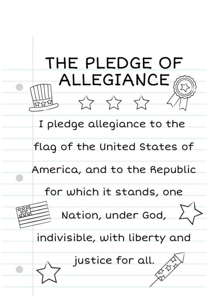 Pledge of Allegiance Coloring Sheet for Beginning Readers First grade students coloring and learning the Pledge of Allegiance with phonics activities