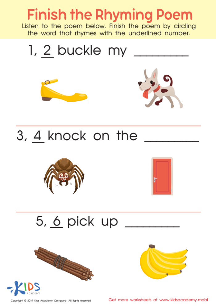 First Grade student working on a What's Up with This Poem worksheet analyzing poem structure
